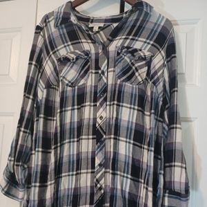 Style & Co Button Down Plaid 1xl